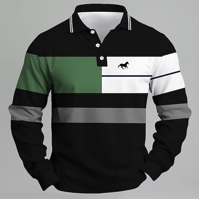 Golf Equipment Sales - Мужская полосатая рубашка-поло с логотипом единорога
